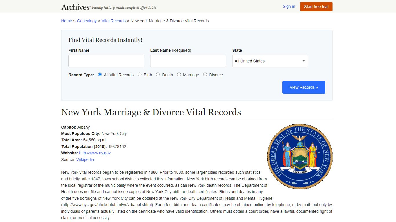 New York Marriage & Divorce Records | Vital Records - Archives.com
